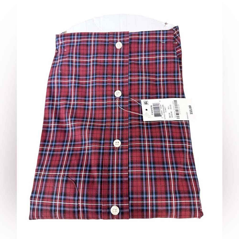 BRAND NEW NEVER WORN Men’s Button Down Red Plaid Long Sleeve - Picture 2 of 4